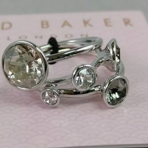 NWT Ted baker london 3 stacking WHITE crystal rings 7. $75 Retail tag